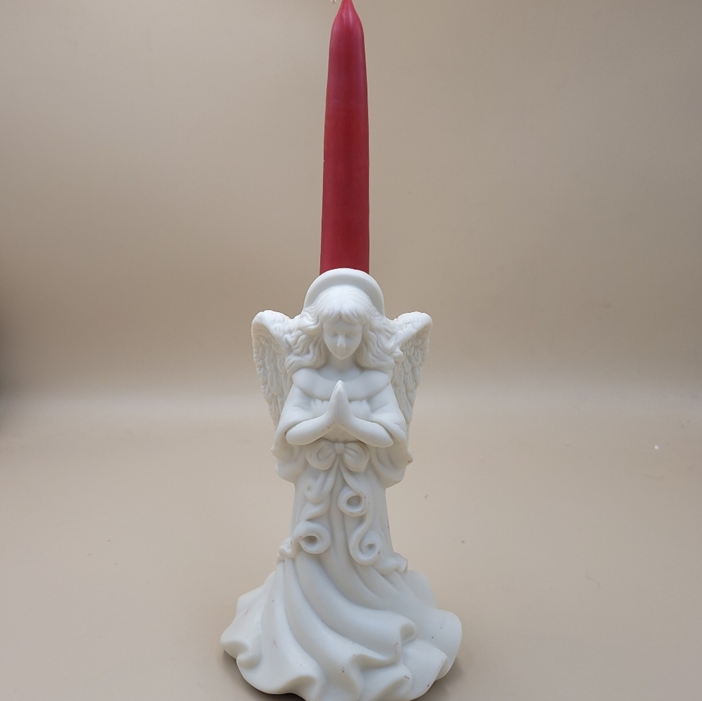 Vtg Partylite Angel of Light Bisque Taper Candle Holder‎ P0425 Retired With Box